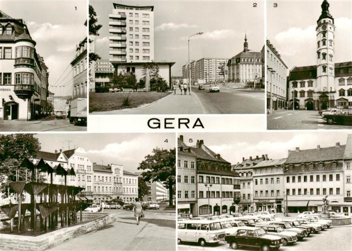 Gera Erker der Stadt Apotheke Ernst Thaelmann Strasse Rathaus am Markt Blick zum
