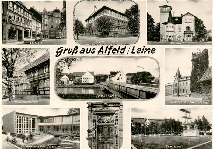 Alfeld Leine Leinstr Gymnasium Postamt Heimatmuseum Leinebruecke Fillerturm Land