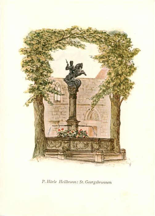 Heilbronn Neckar St Georgsbrunnen Illustration