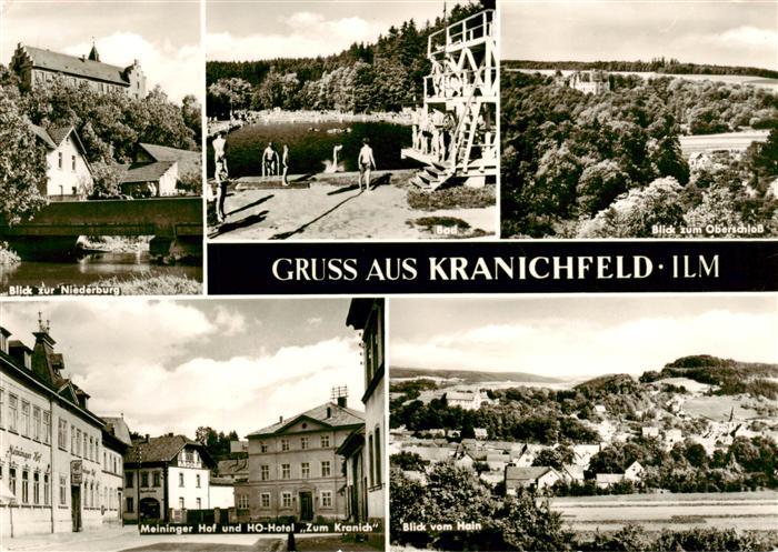 Kranichfeld Blick zur Niederburg Freibad Oberschloss Meininger Hof HO-Hotel Zum