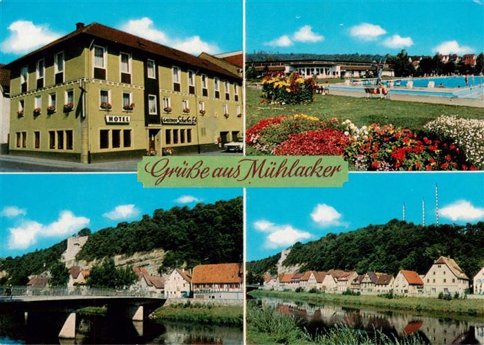 Muehlacker Hotel Gasthof Scharfes Eck Ortsansichten Enz Bruecke Freibad