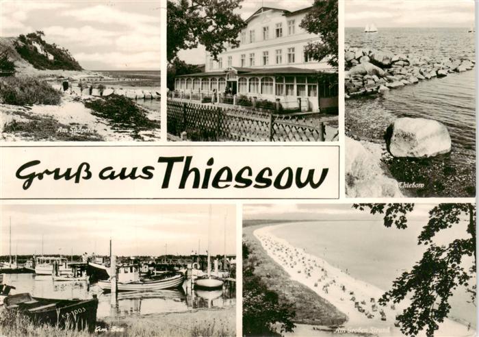 Thiessow Ostseebad Ruegen Strand Kueste Ferienheim Hafen Fischkutter