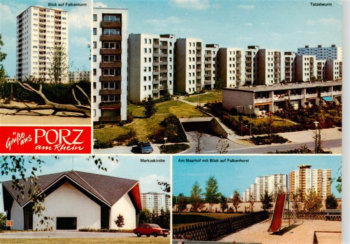 Porz Koeln Rhein Falkenturm Tatzelwurm Markuskirche Am Maarhof mit Falkenhorst
