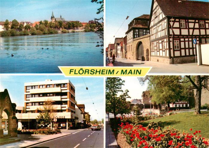 Floersheim Main Fachwerkhaeuser Mainpartie Strasse Park