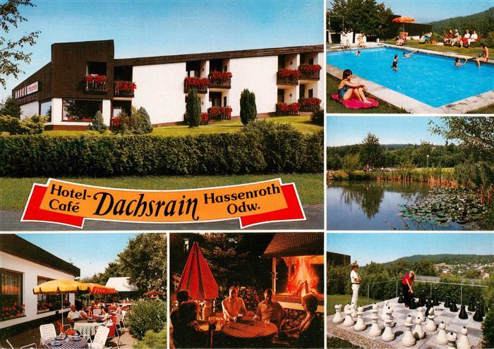 Hassenroth Hoechst  Odenwald Hotel Cafe Dachsrain Freibad Weiher Terrasse Grillp