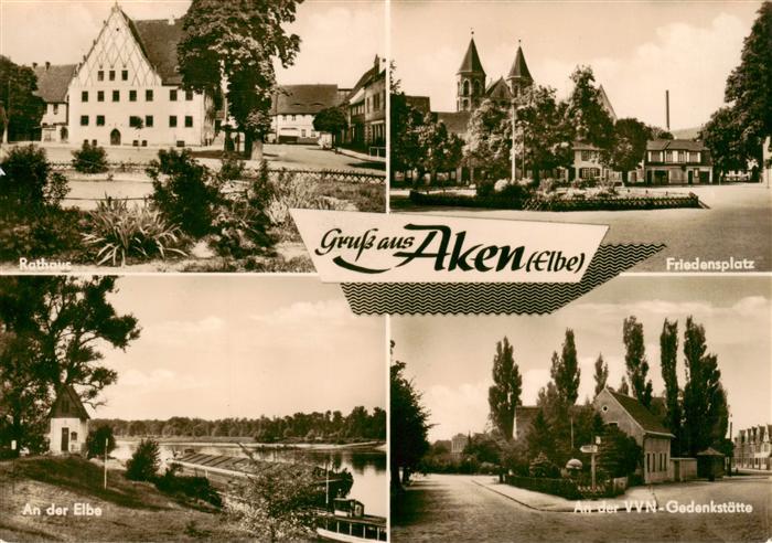 Aken Elbe Rathaus Friedensplatz Elbepartie VVN Gedenkstaette