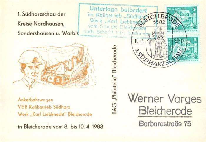 Bleicherode Suedharzschau Ankerbohrwagen VEB Kalibetrieb Suedharz