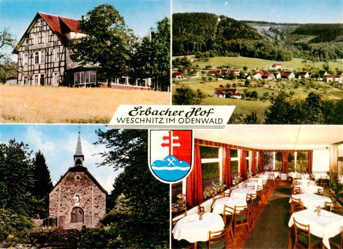 Weschnitz Hotel Pension Erbacher Hof Gastraum Panorama Kirche