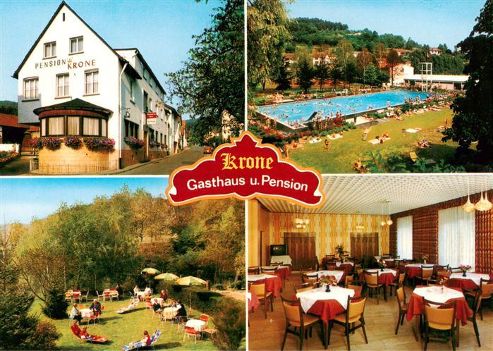 Hetschbach Hoechst Odenwald Gasthaus Pension zur Krone Gastraum Garten Freibad