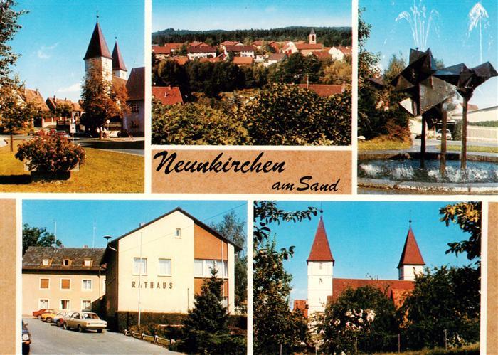Neunkirchen Sand Kirchen Ortspartie Brunnen Rathaus