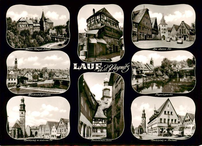 Lauf Pegnitz Pegnitzpartie Kreiskrankenhaus Kath Kirche Kaiser Wenzel Burg Staed