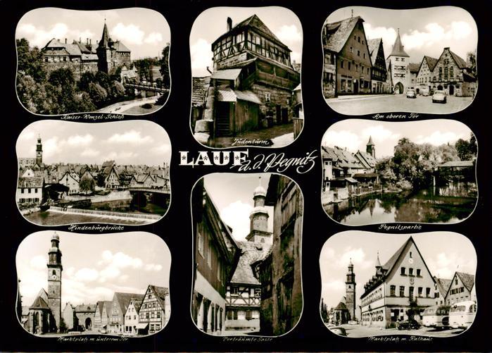 Lauf Pegnitz Pegnitzpartie Kreiskrankenhaus Kath Kirche Kaiser Wenzel Burg Staed