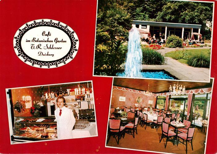 Duisburg  Ruhr Cafe im Botanischen Garten Terrasse Brunnen Kuchentheke Gastraum