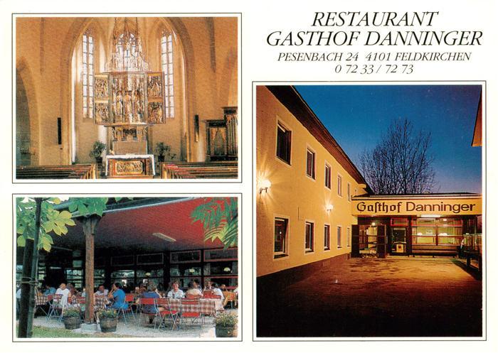 Feldkirchen Donau Oberoesterreich Restaurant Gasthof Danninger Terrasse Kirche I