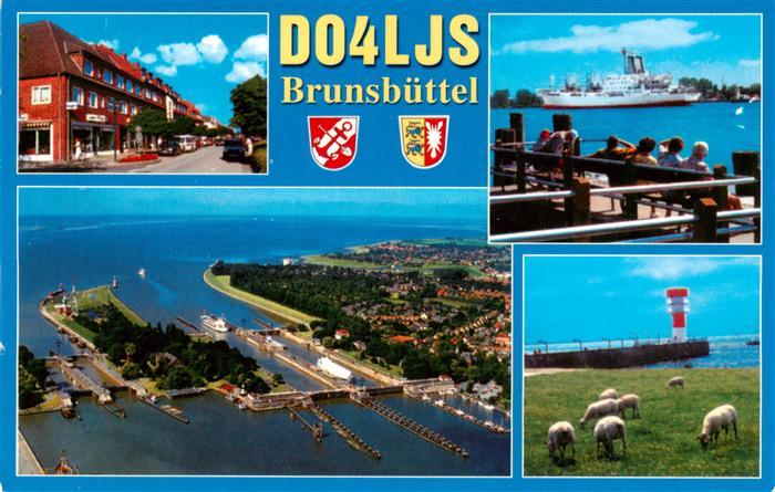 Brunsbuettel Ortspartie Schleuse Fliegeraufnahme Dampfer Leuchtturm