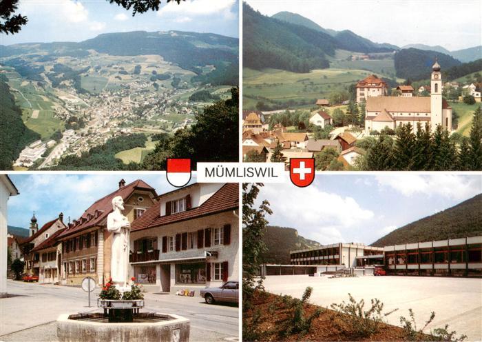 Muemliswil Muemliswyl Panorama Kirche Bruder Klaus Brunnen Neues Schulhaus Feldp