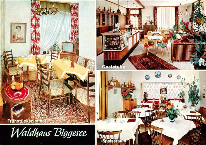 Kraghammer Hotel Waldhaus Biggesee Fruehstueckszimmer Gaststube Speiseraum