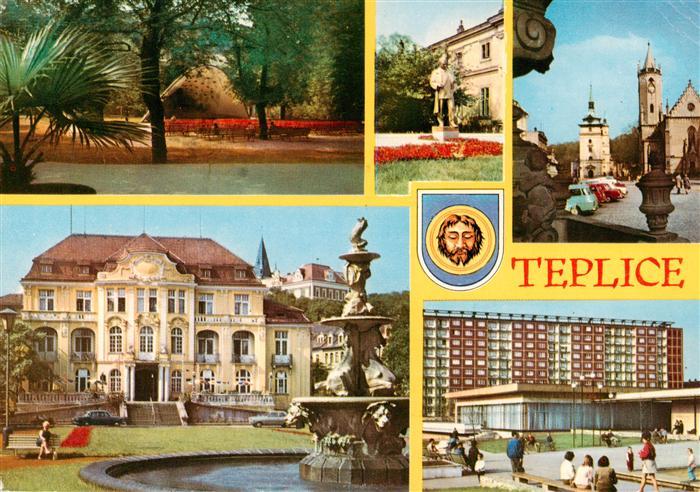 Teplice  Teplitz-Schoenau CZ Park Schloss Statue Hotel Kirche