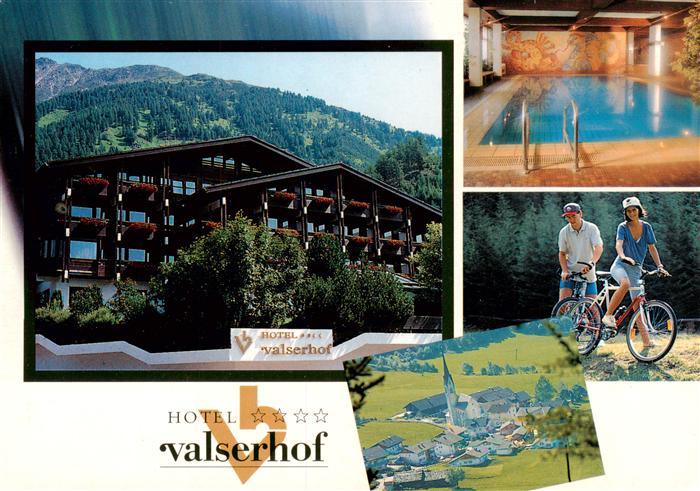 Vals Valles Suedtirol IT Hotel Valserhof Hallenbad Radfahren Panorama