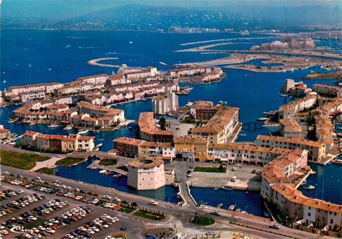 Port Grimaud 83 Var Vue panoramique aerienne Au loin les Ma