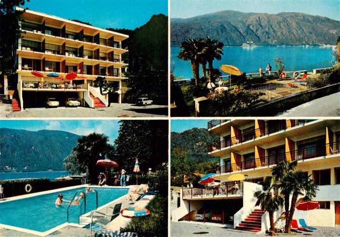 Morcote Lago di Lugano TI Hotel Garni Iris Schwimmbad Terrasse
