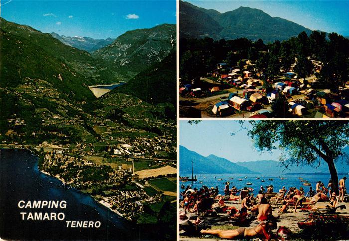 Tenero Lago Maggiore TI Camping Tamaro Fliegeraufnahme Strand