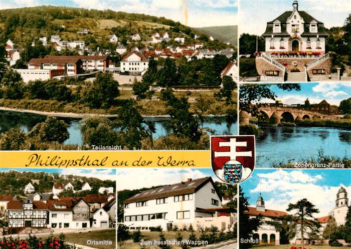 Philippsthal Werra Teilasicht Ortsmitte Zum hessischen Wappen Rathaus Zonengrenz