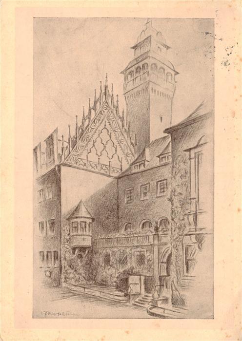 ZEITZ Sachsen-Anhalt Rathaus mit spaetgot Giebel Zeichnung