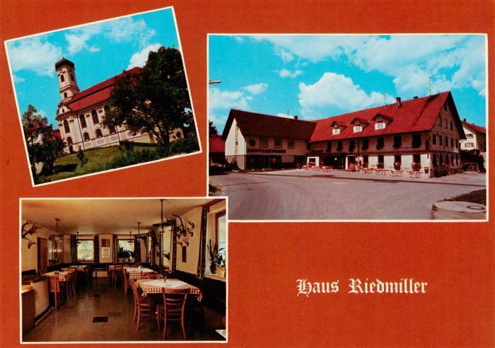 Lautrach Haus Riedmiller Pension Gastraum Kirche
