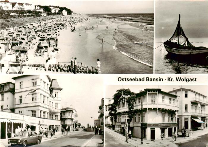 Bansin Ostseebad Strand Strassenpartien Fischerboot