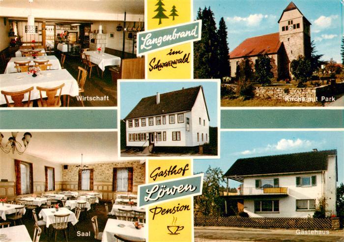 Langenbrand Forbach Gasthof Pension Loewen Gastraum Kirche Saal Gaestehaus