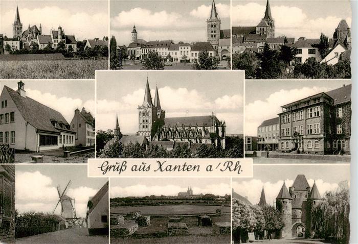 Xanten Ortsansichten mit Kirchen Schloss und Windmuehl
