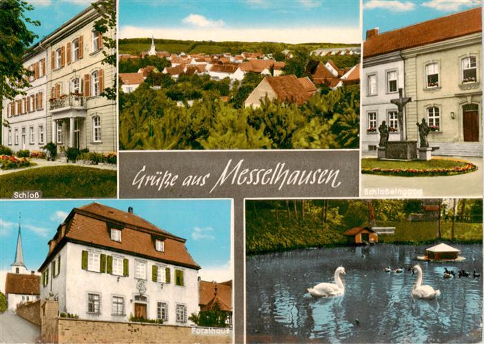 Messelhausen Schloss Panorama Schlosseingang Forsthaus Schwanenteich