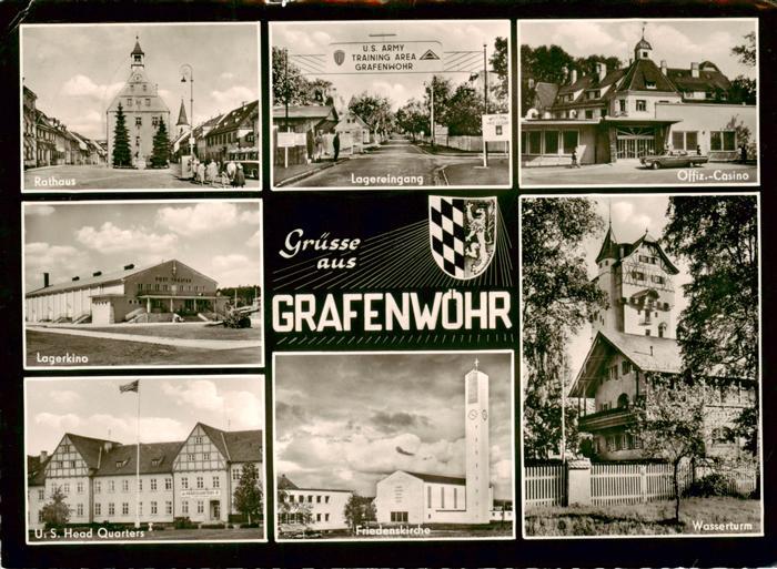 Grafenwoehr Truppenuebungsplatz Rathaus Lagerkino US Head Quarters Lagereingang