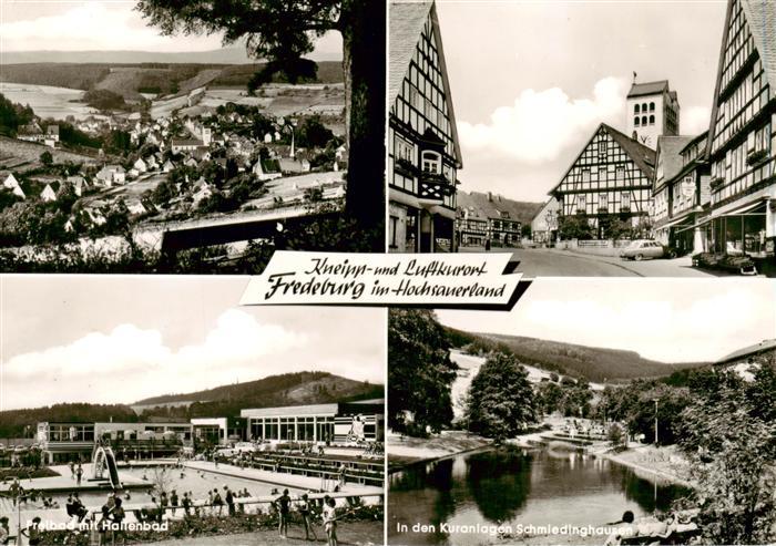 Fredeburg Schmallenberg Panorama Ortspartie Frei und Hallenbad Kuranlagen Schmie