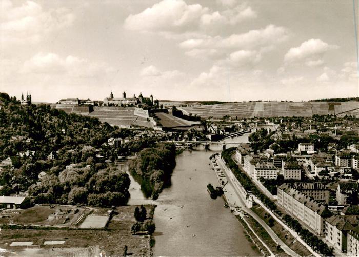 Wuerzburg Bayern Panorama Blick ueber den Main