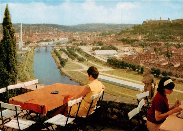 Wuerzburg Bayern Hotel Weinrestaurant Schloss Steinburg Terrasse Blick ueber den