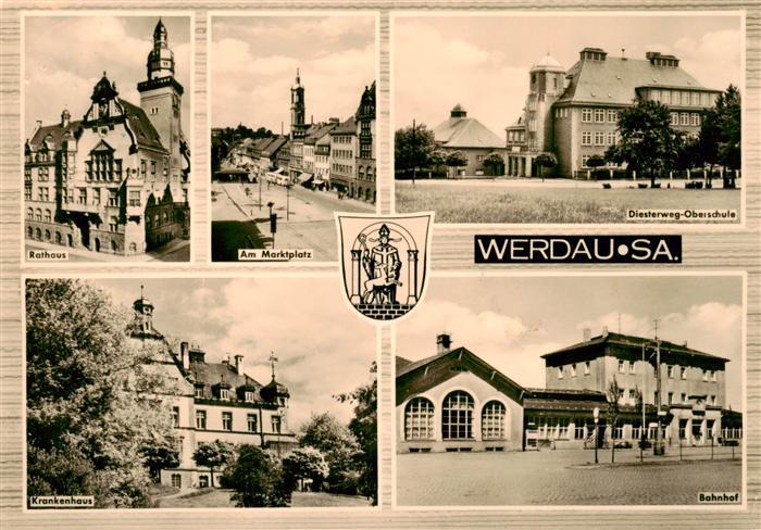Werdau Sachsen Rathaus Marktplatz Diesterweg Oberschule Krankenhaus Bahnhof