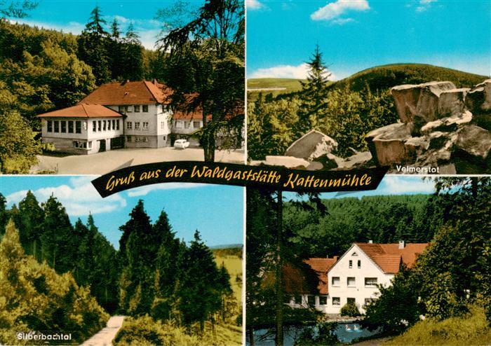 Horn-Bad Meinberg Waldgaststaette Kattenmuehle Felsen Velmerstot Silberbachtal