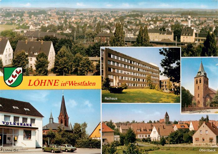 Loehne Detmold Stadtpanorama Rathaus Mennighueffen Ortsmotiv Volksbank Kirche Ob