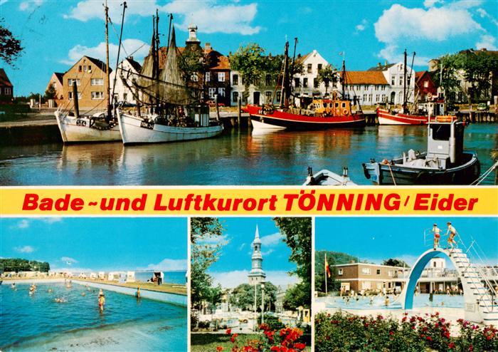 Toenning Nordseebad Fischkutter Hafen Freibad Ortsmotiv Freibad