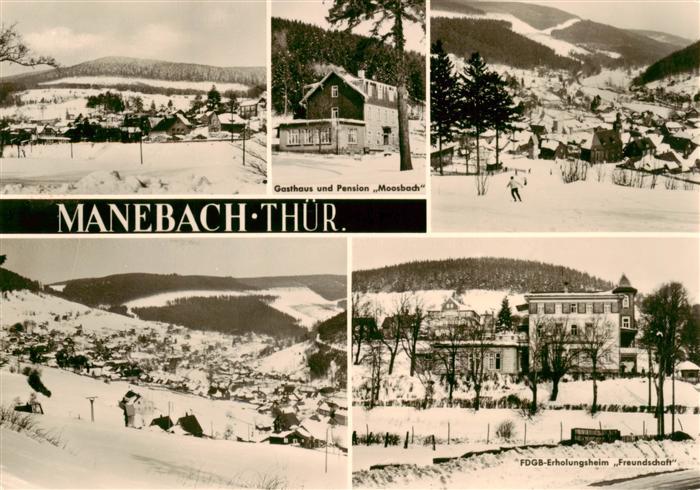 Manebach Winterpanorama Gasthaus Pension Moosbach FDGB Erholungsheim Freundschaf