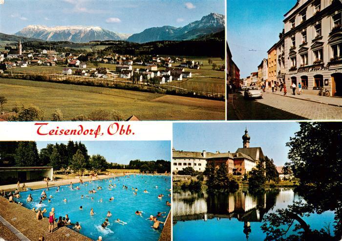 Teisendorf Oberbayern Panorama Strassenpartie Schwimmbad Ortspartie