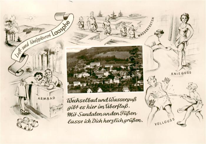 Laasphe BAD LAASPHE NRW Panorama Kneippanwendungen Karikaturen