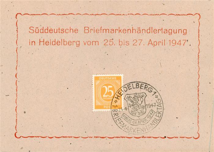 Heidelberg  Neckar Sueddt Briefmarkenhaendlertagung 1947