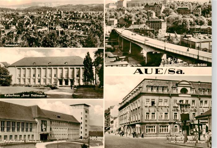 Aue  Sachsen Teilansicht Kulturhaus Ernst Thaelmann Polytechnische Oberschule Ka