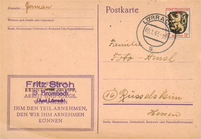 Brombach Loerrach Firma Fritz Stroh Brombach