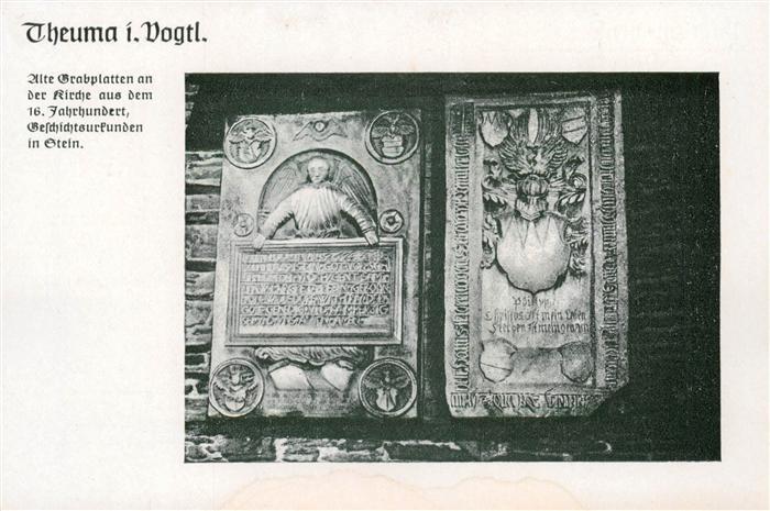 Theuma Alte Grabplatten an der Kirche aus dem 16. Jhdt