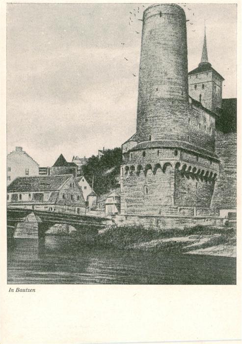 Bautzen Sachsen Burgwasserturm Kuenstlerkarte