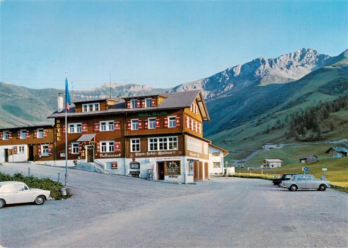 Malbun Triesenberg Liechtenstein Alpenhotel Malbun mit Sareiserjoch und Augstenb